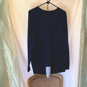 Tommy Hilfiger-Sweater-Split Back-VNeck-Navy-White-Med